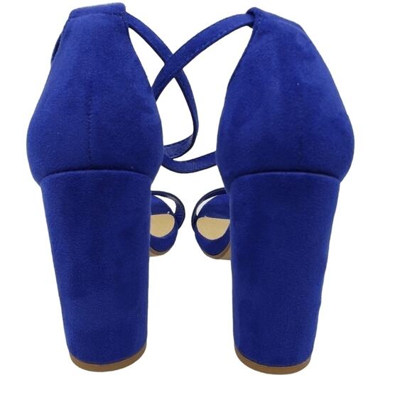 Shein Ankle Strap High Heel Pumps Blue Fabric Size 10 - Picture 5 of 8